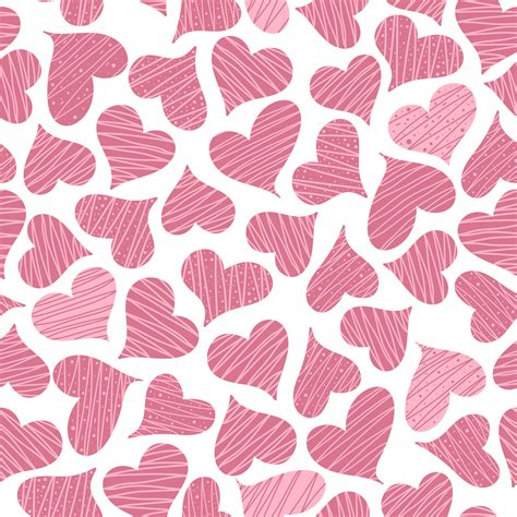 Seamless pattern with hand drawn pink hearts. 13437015 Vector Art at ...