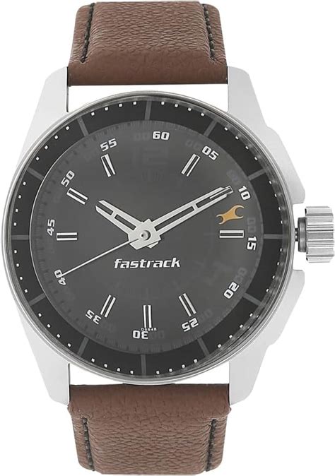 Buy Fastrack Silver White Dial Black Band Analog Plastic Watch For Men