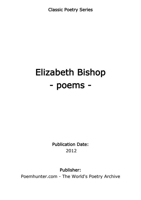 SOLUTION: Elizabeth bishop poems - Studypool