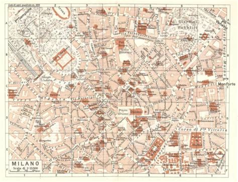 CARTA GEOGRAFICA ANTICA MILANO pianta della città TCI 1937 Antique map