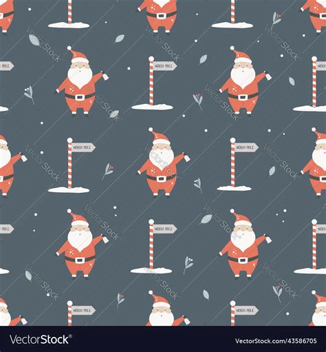 Christmas Seamless Pattern With Cute Santas Vector Image