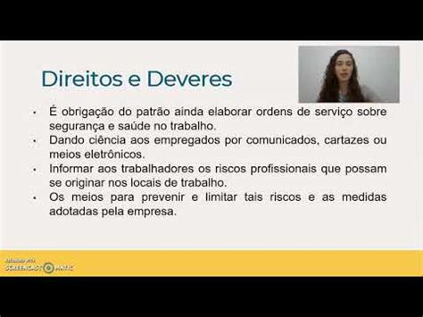 VIDEO 01 Direitos e Deveres de Empregadores e Trabalhadores Prevenção