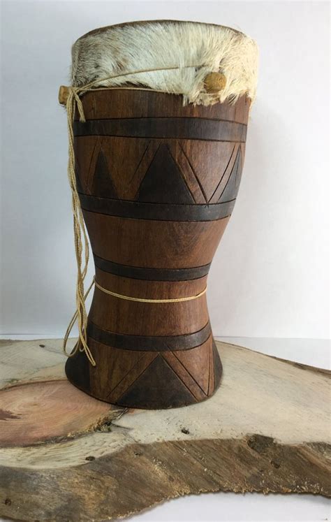 Hand Crafted Wooden Animal Skin Drum Etsy Wooden Animals Animal