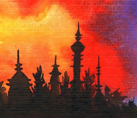 Sunset Cityscape Painting Old City Original Art 4 by - Etsy