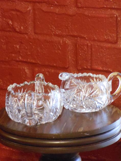 Cut Lead Crystal Vintage Sugar Bowl & Creamer