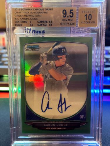 2013 Aaron Judge RC Bowman Chrome Auto Green Refractor 75 BGS 9 5 Gem