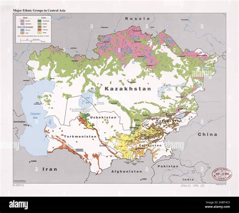 1992 Central Asia Ethnic Groups map Stock Photo - Alamy