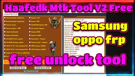 Haafedk Mtk Tool V2 Free Download 2024 Oppo Vivo Mi Honer Samsung Frp Reset Youtube