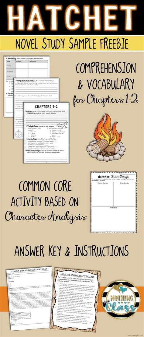 Hatchet Novel Study Free Sample Comprehension Worksheets And