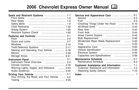 Chevrolet 2006 Express Van Automobile Owners Manual Manualslib