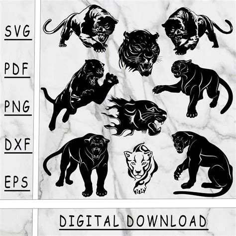 Panther Svg Bundle Panther Png Panther Dxf Panther Pdf Panther Eps