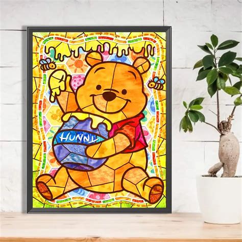 Diamond Painting Kit Full Round Square Stained Glass Winnie The Pooh