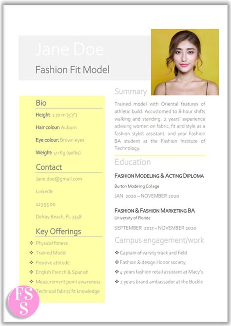 Looking for Fashion Model Resume Examples? Use our creative resume design carefully crafted to ...