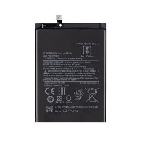 Batería Bn54 De 5020mah Para Xiaomi Redmi Note 9 Redmi 9 Redmi