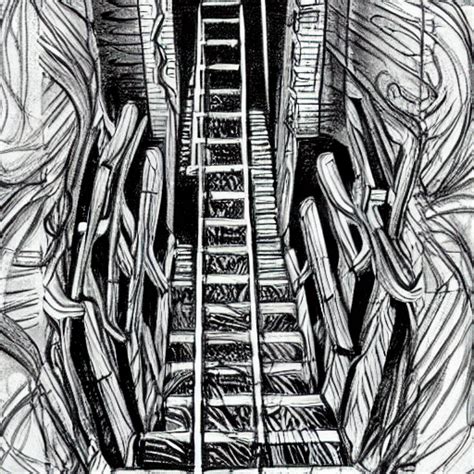 Krea Ai Endless Maze Of Stairs Sketch Art Jim Henson Labyr