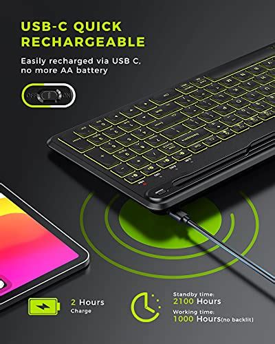 Seenda Teclado Retroiluminado Con Bluetooth Para Tablet Tel Fono