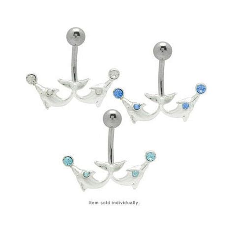 Belly Button Ring Double Jeweled Dolphin Walmart