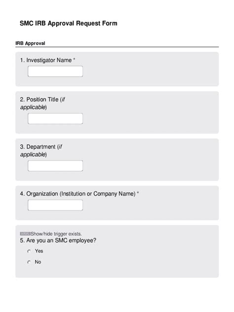 Fillable Online SMC IRB Approval Request Form Fax Email Print PdfFiller