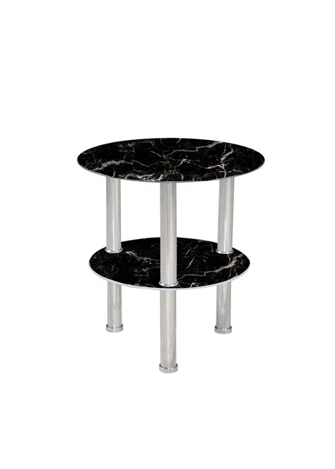 ROUND GLASS SIDE TABLE, BLACK - MAISON CAPLAN