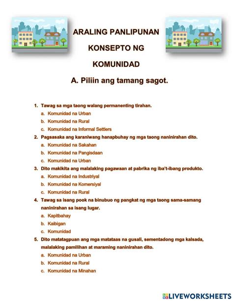 Ang konsepto ng komunidad worksheet – Artofit