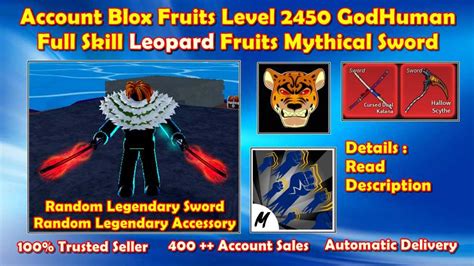 Blox Fruit Level 2450 GodHuman Leopard Fruits Full Skill Hallowscythe ...