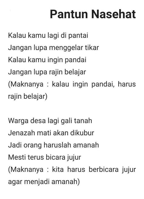 Contoh Pantun Nasehat Dan Maknanya 56 Koleksi Gambar