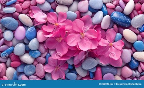 Pink Color Stones Polished Stones As Texture Background Ai Generative Stock Illustration