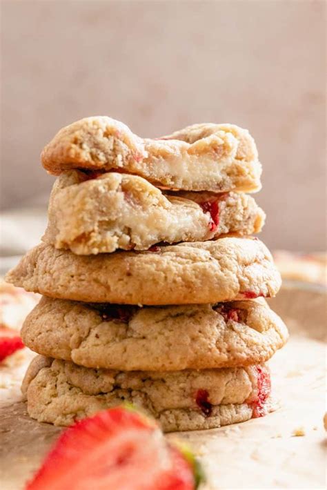 Easy Strawberry Cheesecake Stuffed Cookies The Seaside Baker