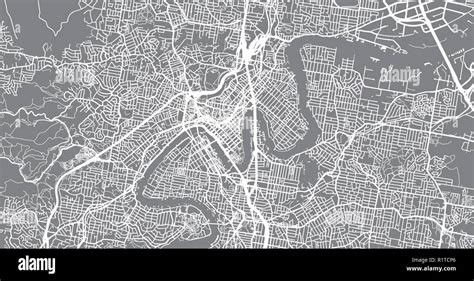 Vector Urbano Mapa De La Ciudad De Brisbane Australia Imagen Vector De