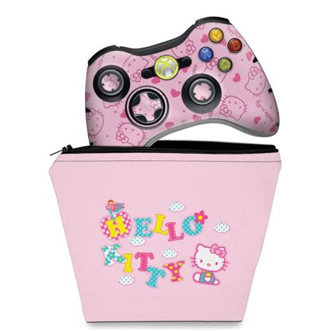 Capa Case e Skin Compatível Xbox 360 Controle Hello Kitty Pop Arte