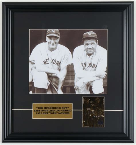 Babe Ruth And Lou Gehrig Murder S Row Yankees Custom Framed Photo Display With 23kt Gold Card