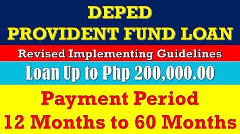 Deped Provident Fund Loan Up To Php Payment Period