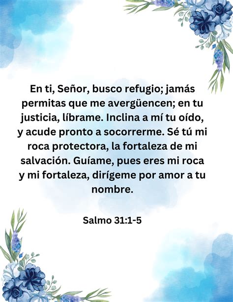 Salmo 31:1-5 salmo De La Protecion-psalm of Protection-printable Print 8.5x11 Inches - Etsy