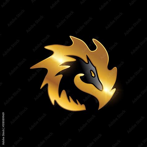 Golden Dragon Head Symbol Logo Sign Stock Vector | Adobe Stock