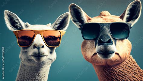 Lama Alpaka mit Sonnenbrille skurrile Tiere lustig für Karte Grußkarte