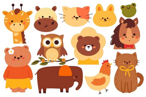 Premium Vector Cute Cartoon Animal Sticker Set