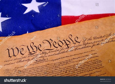 Preamble To The Us Constitution With The Stars And Stripes In The