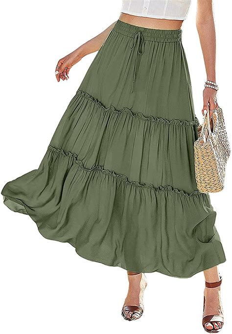 Avanova Women S Elastic High Waist A Line Layer Ruffle Swing Casual