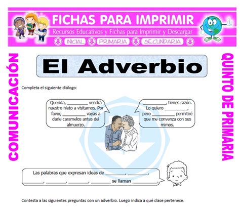 Adverbios Para Quinto De Primaria Fichas Para Imprimir Nbkomputer