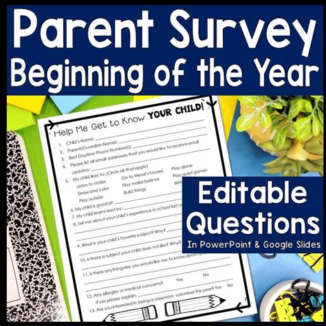 Editable Parent Survey Beginning Of Year Parent Survey Get To Know