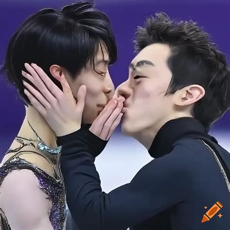 Yuzuru Hanyu And Nathan Chen Kissing On The Ice On Craiyon