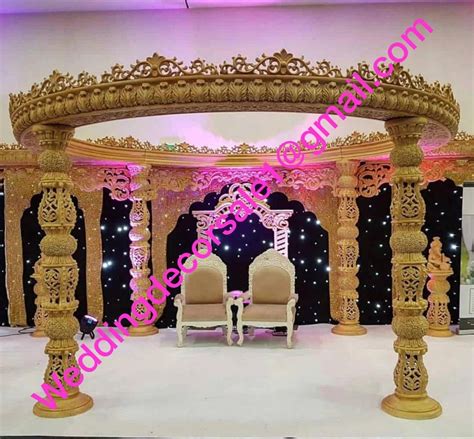 Wedding Mandap New Design Stage Set Fiber Bottle Crystal Pillars Stage