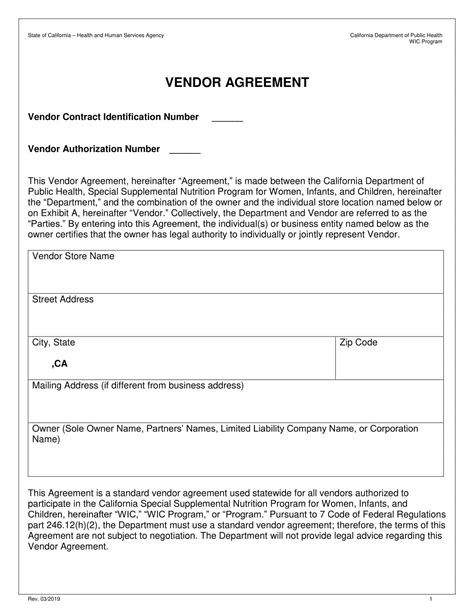 Free Printable Vendor Contract Templates [word] Agreements