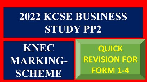 Kcse Business Study Paper Knec Marking Scheme Youtube