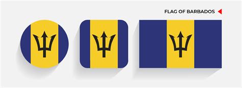 Barbados Flags Arranged In Round Square And Rectangular Shapes