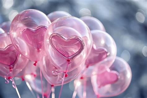 Premium Photo | Pink heart shaped balloons