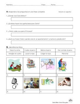 Spanish Reading Comprehension Chores And Los Quehaceres TpT