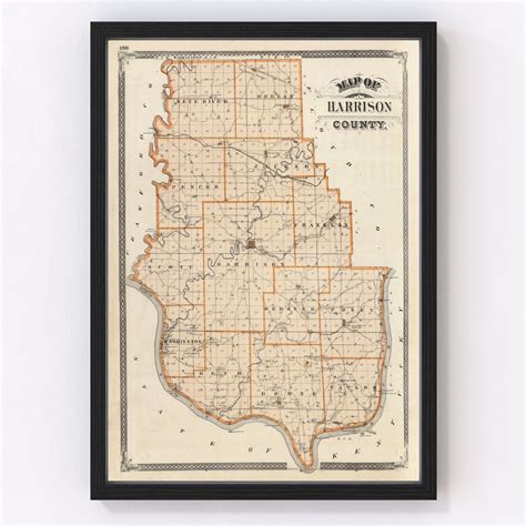 Vintage Map of Harrison County, Indiana 1876 by Ted's Vintage Art