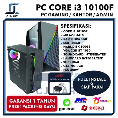 Jual PC RAKITAN CORE I3 10100F VGA GT1030 SSD HDD GAME EDIT KERJA