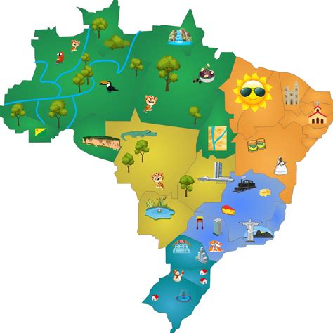 Mapa Do Brasil Cultura E Vegetação Escola Educação